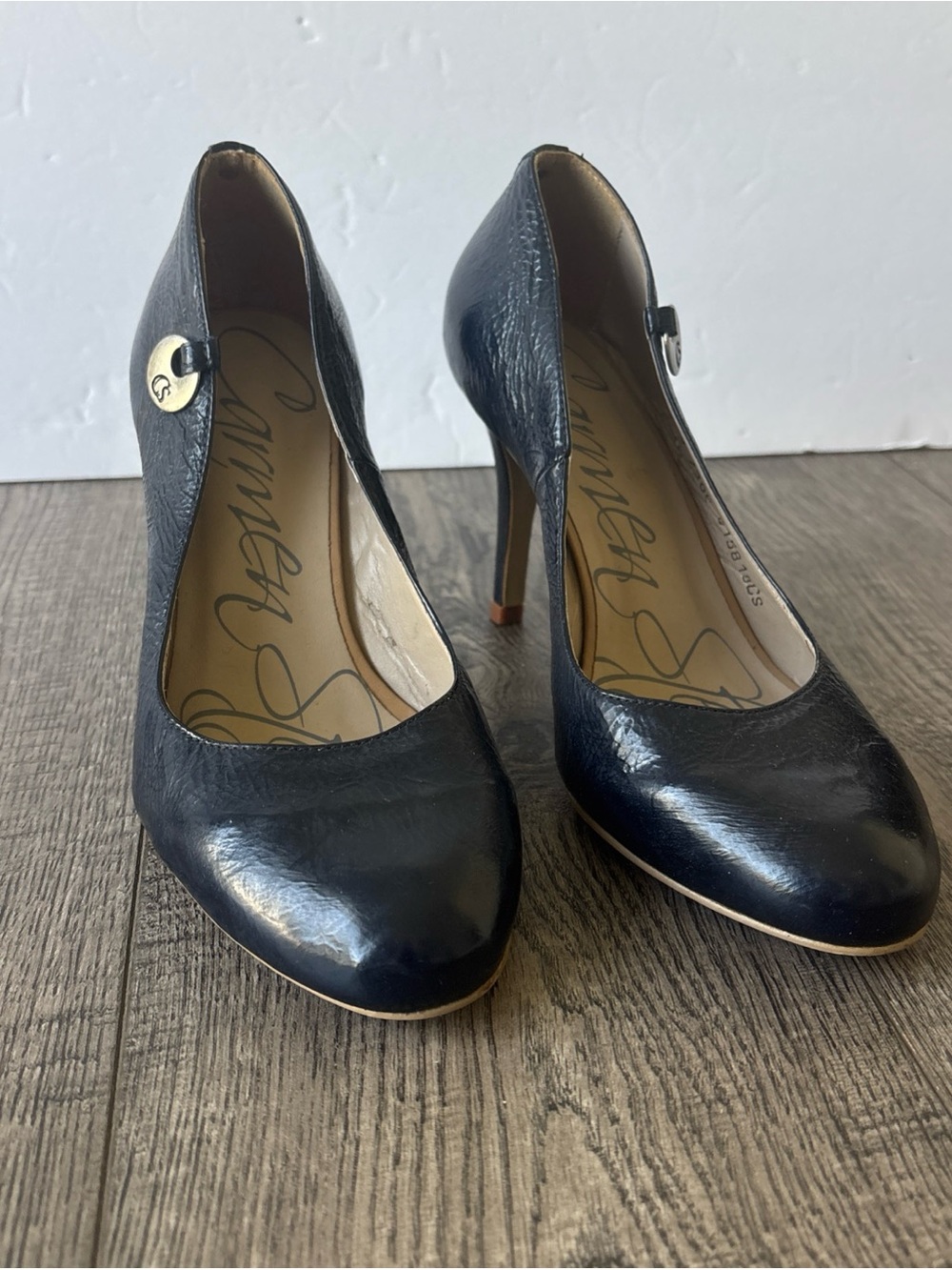 Carmen Steffens blue Leather High Heels Sz 35 (US-6.5)